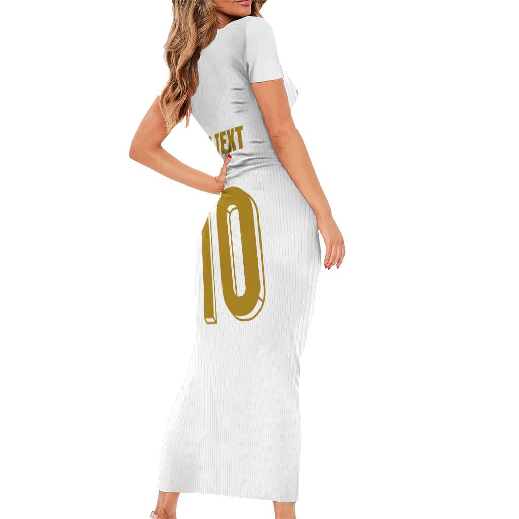 Custom France Foorball Short Sleeve Bodycon Dress Les Bleus Tricolor Brush Style - Wonder Print Shop