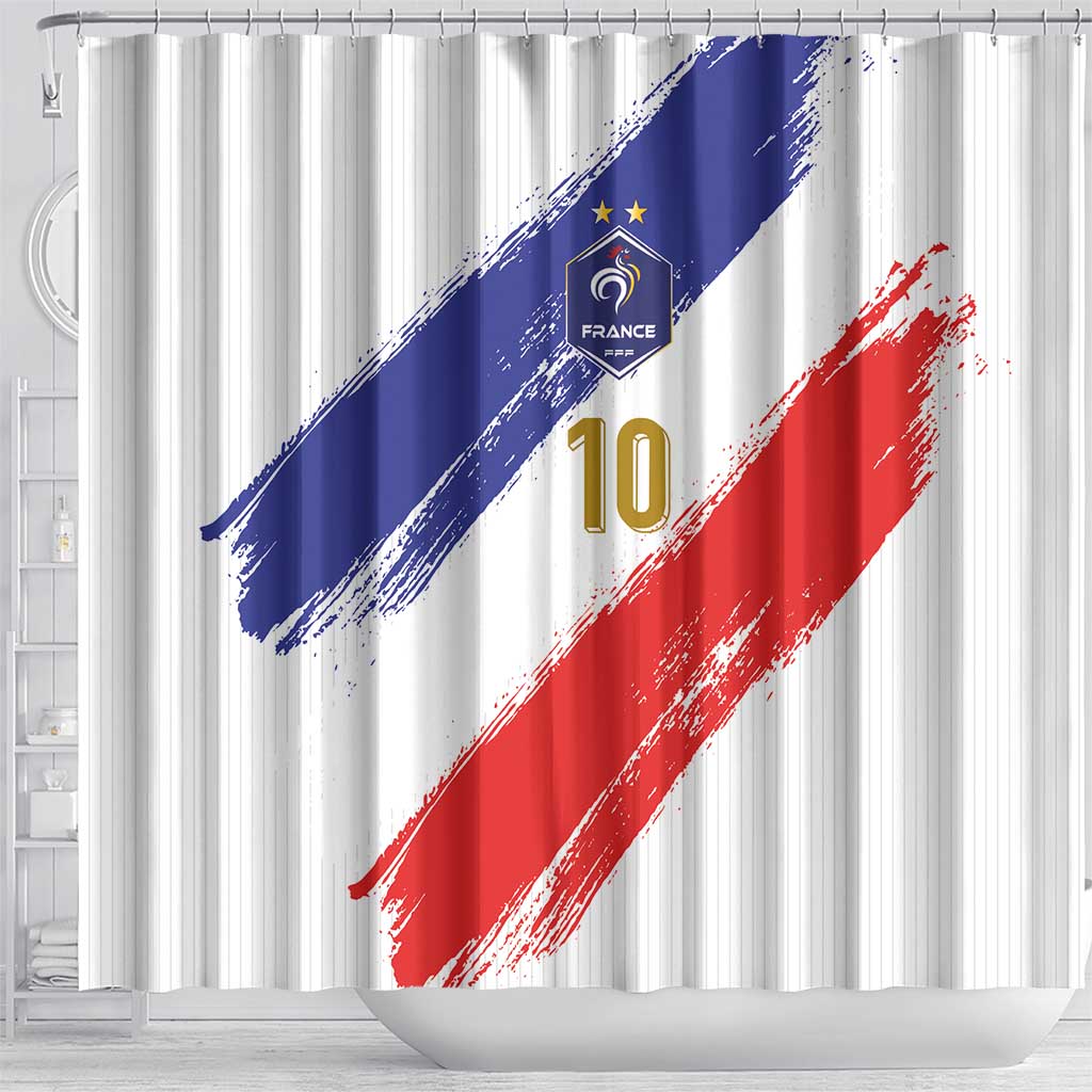 Custom France Foorball Shower Curtain Les Bleus Tricolor Brush Style - Wonder Print Shop