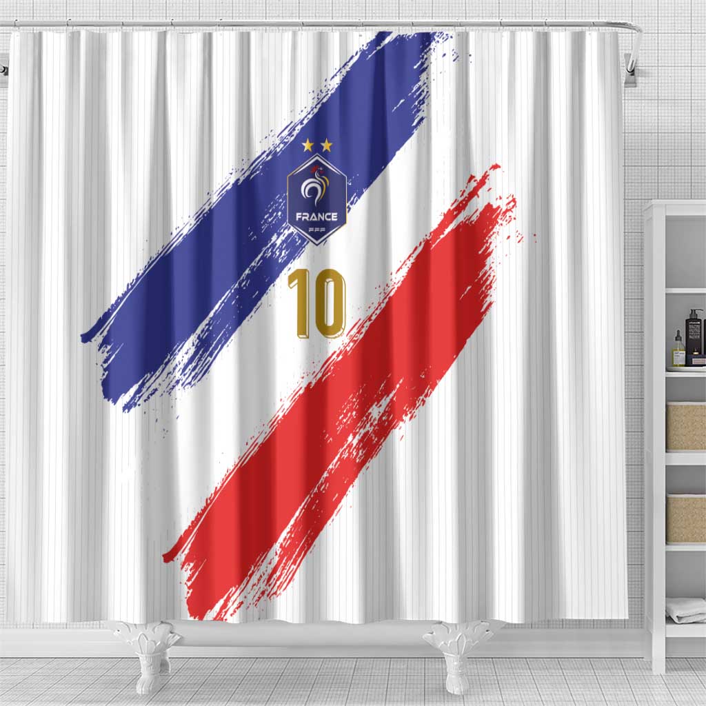 Custom France Foorball Shower Curtain Les Bleus Tricolor Brush Style - Wonder Print Shop