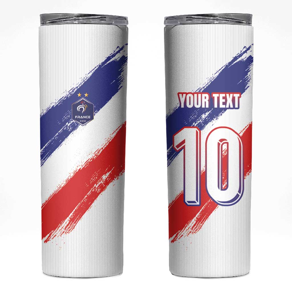 Custom France Foorball Skinny Tumbler Les Bleus Tricolor Brush Style - Wonder Print Shop