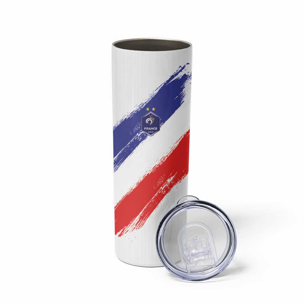 Custom France Foorball Skinny Tumbler Les Bleus Tricolor Brush Style - Wonder Print Shop