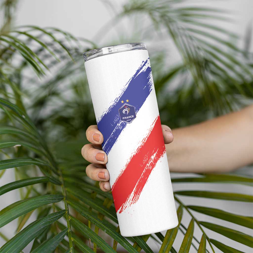 Custom France Foorball Skinny Tumbler Les Bleus Tricolor Brush Style - Wonder Print Shop