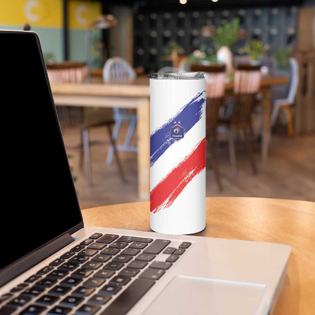 Custom France Foorball Skinny Tumbler Les Bleus Tricolor Brush Style - Wonder Print Shop