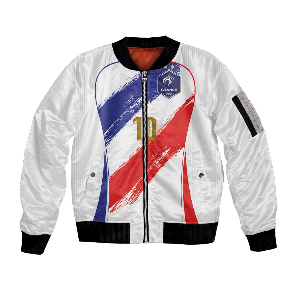 Custom France Foorball Sleeve Zip Bomber Jacket Les Bleus Tricolor Brush Style - Wonder Print Shop