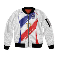 Custom France Foorball Sleeve Zip Bomber Jacket Les Bleus Tricolor Brush Style - Wonder Print Shop