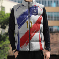 Custom France Foorball Sleeveless Puffer Jacket Les Bleus Tricolor Brush Style - Wonder Print Shop