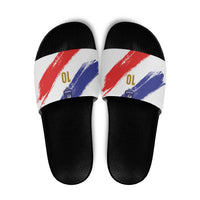 Custom France Foorball Slide Sandals Les Bleus Tricolor Brush Style - Wonder Print Shop
