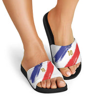 Custom France Foorball Slide Sandals Les Bleus Tricolor Brush Style - Wonder Print Shop