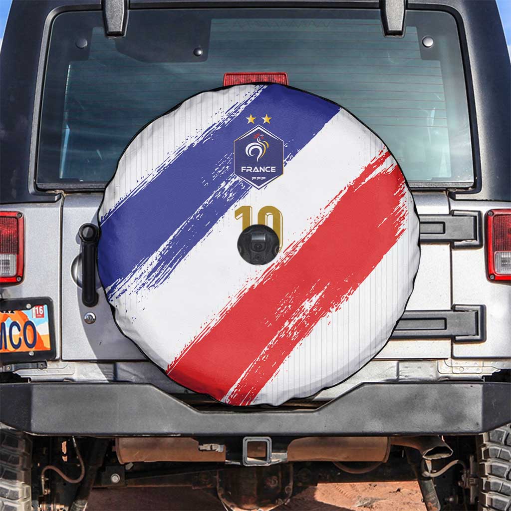Custom France Foorball Spare Tire Cover Les Bleus Tricolor Brush Style - Wonder Print Shop