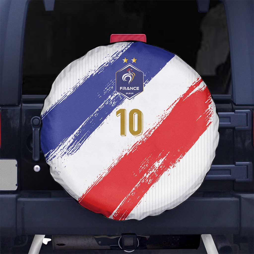 Custom France Foorball Spare Tire Cover Les Bleus Tricolor Brush Style - Wonder Print Shop