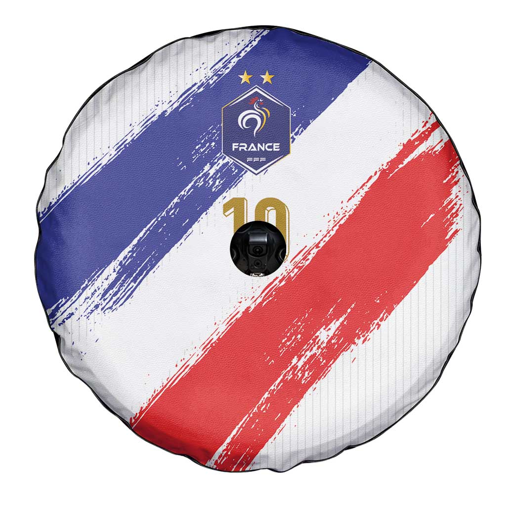 Custom France Foorball Spare Tire Cover Les Bleus Tricolor Brush Style - Wonder Print Shop