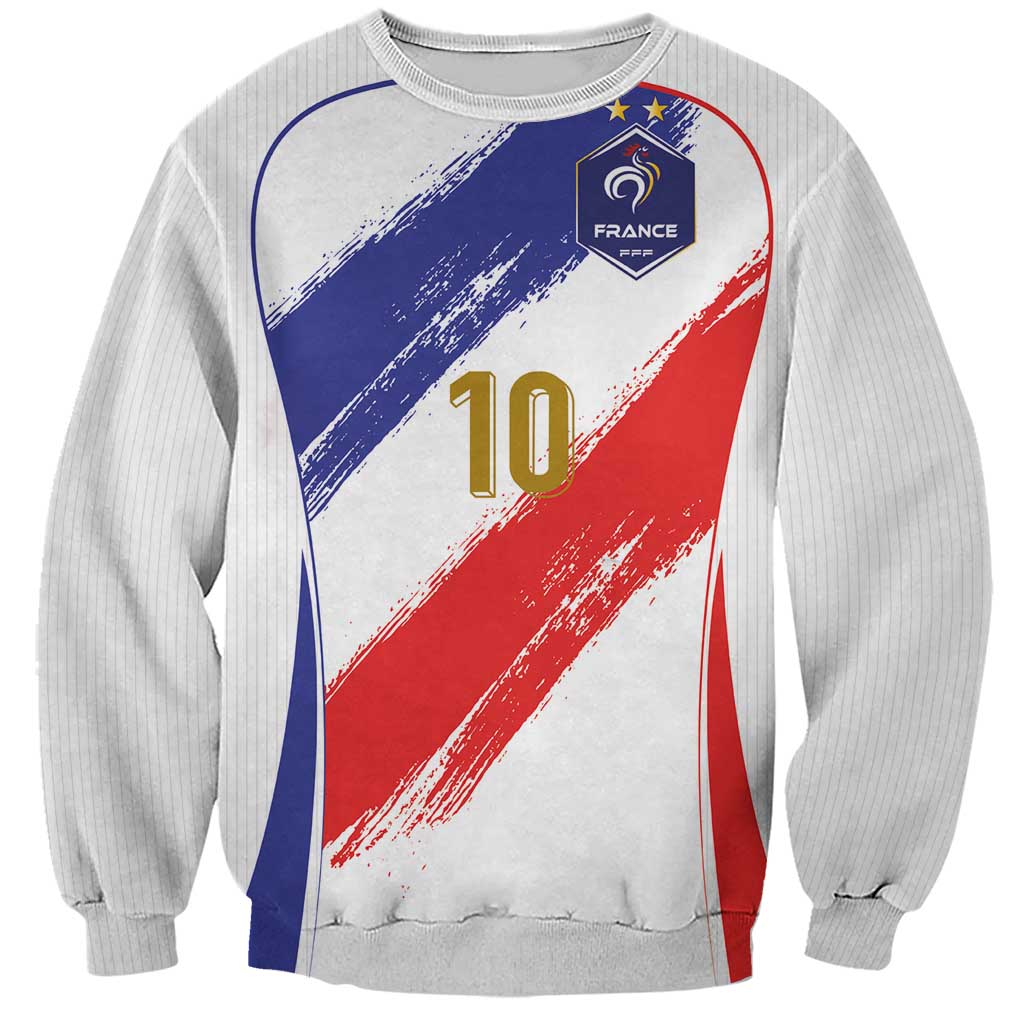 Custom France Foorball Sweatshirt Les Bleus Tricolor Brush Style - Wonder Print Shop