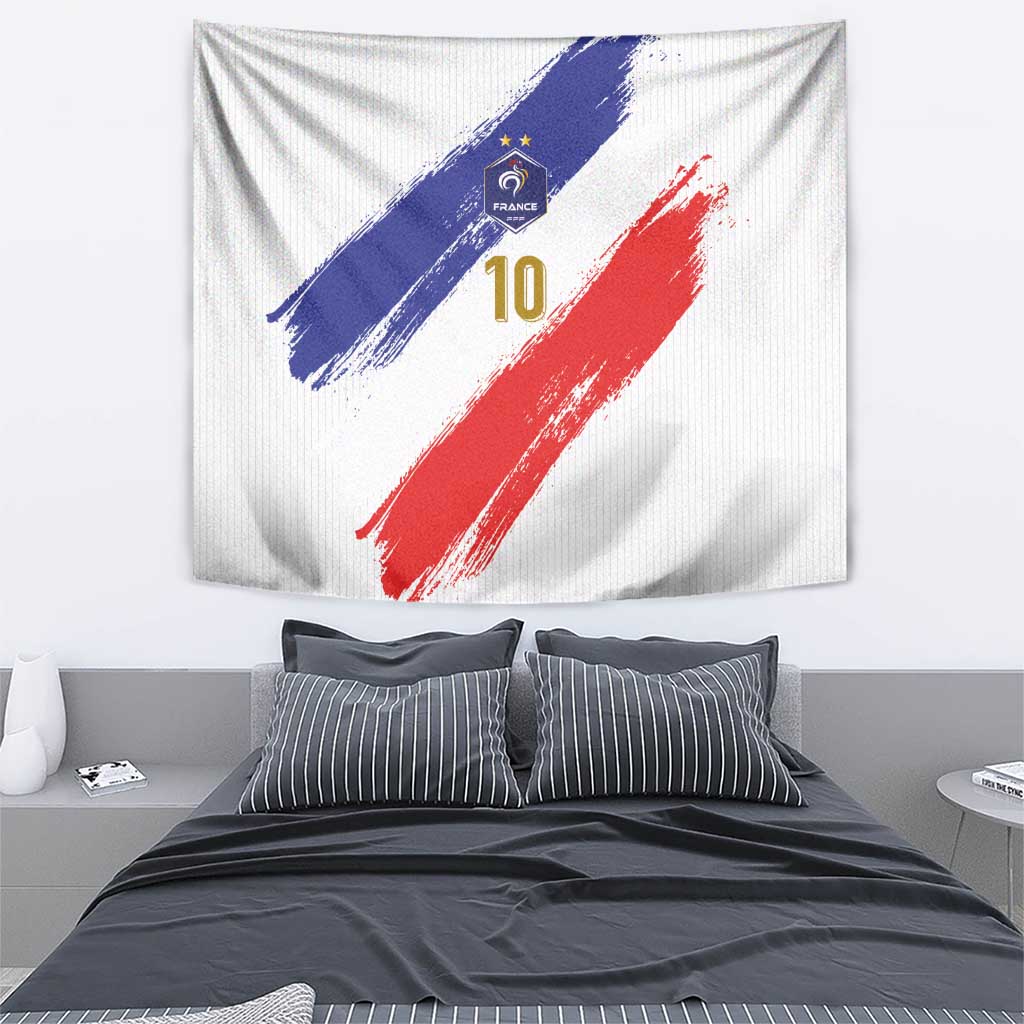 Custom France Foorball Tapestry Les Bleus Tricolor Brush Style - Wonder Print Shop