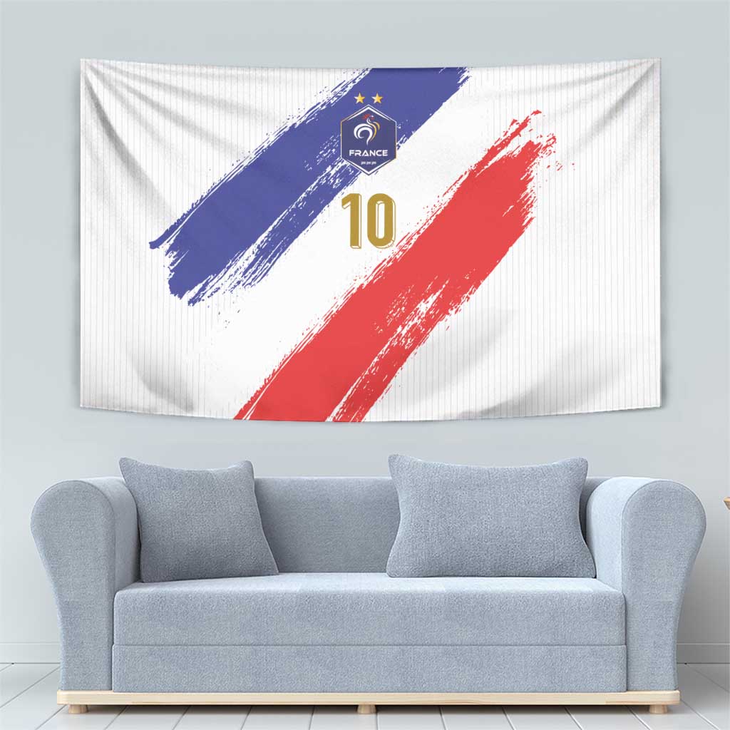 Custom France Foorball Tapestry Les Bleus Tricolor Brush Style - Wonder Print Shop