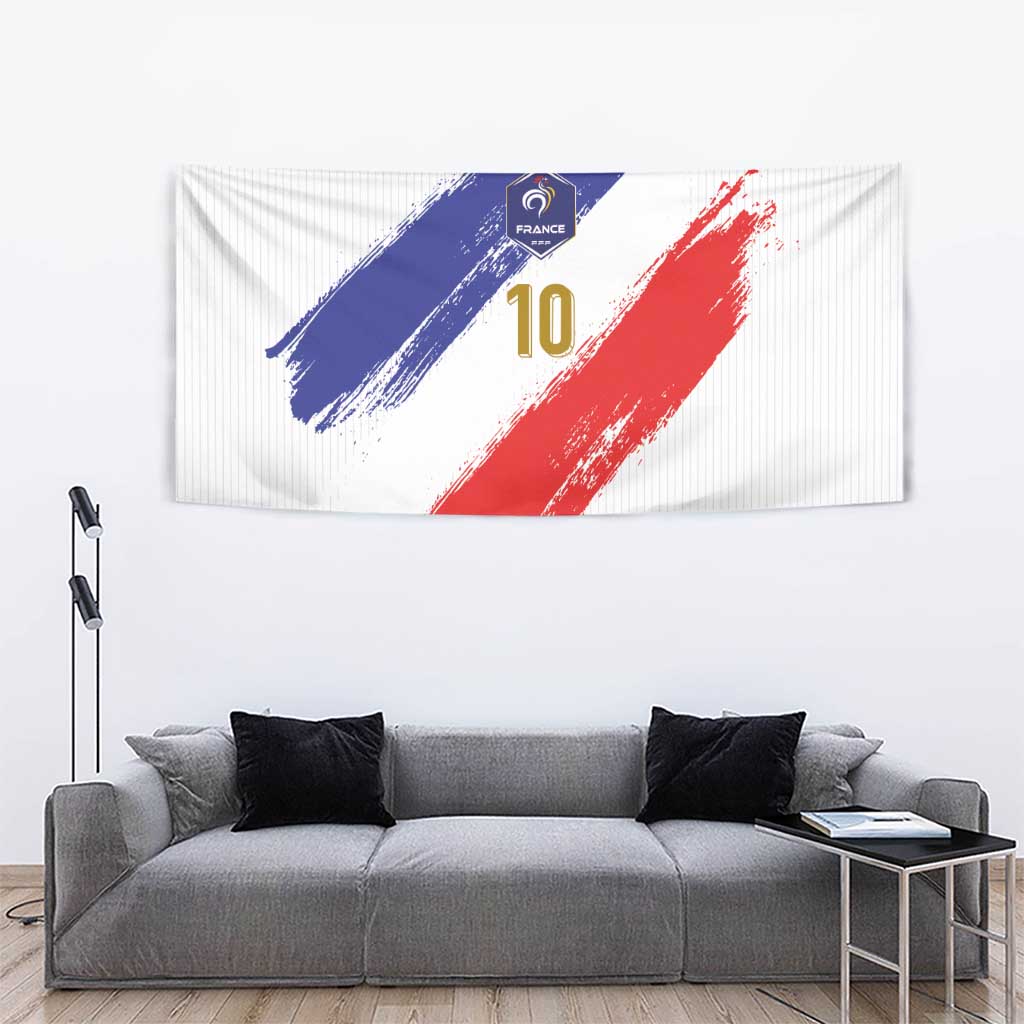 Custom France Foorball Tapestry Les Bleus Tricolor Brush Style - Wonder Print Shop