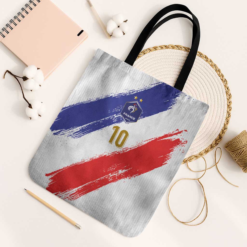 Custom France Foorball Tote Bag Les Bleus Tricolor Brush Style - Wonder Print Shop