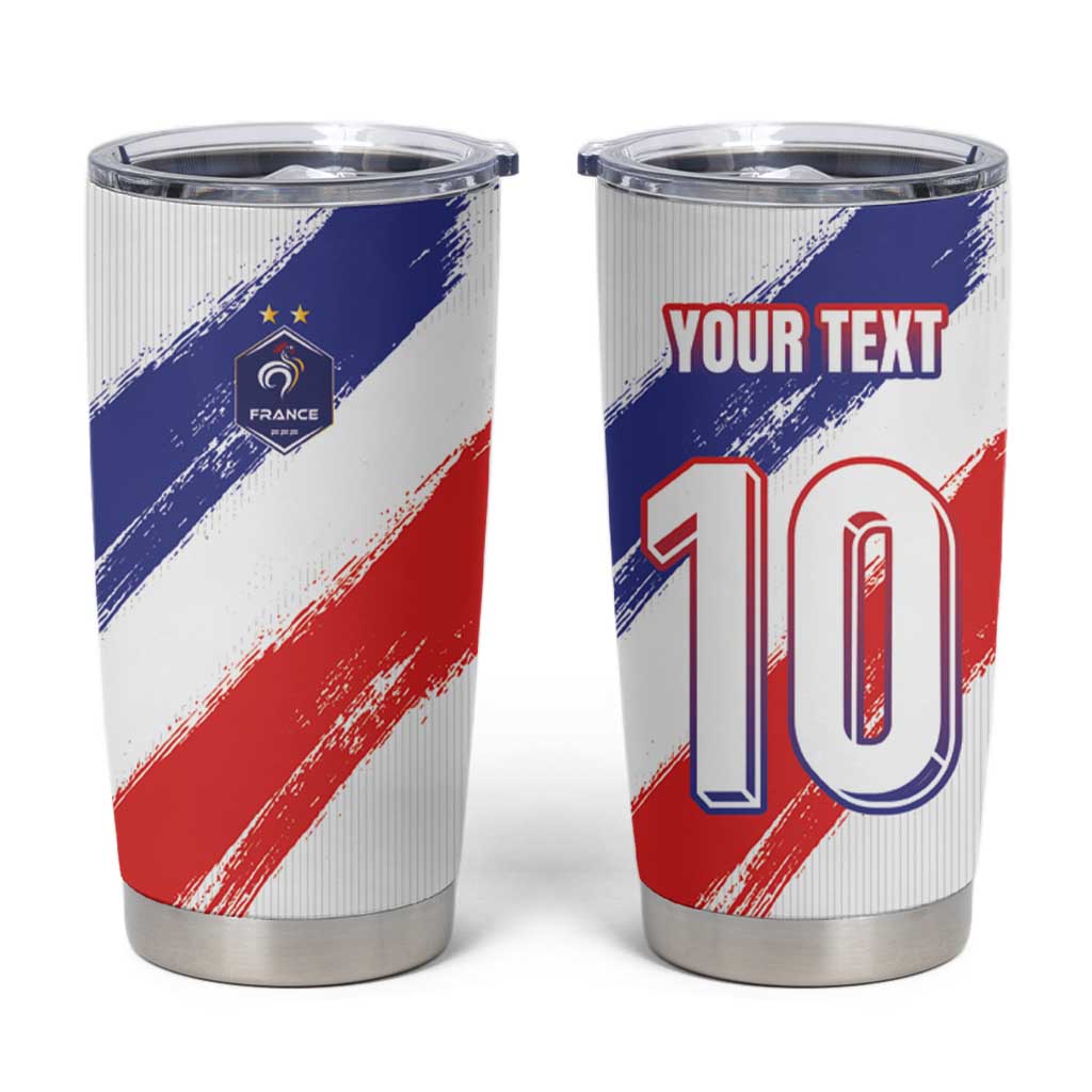 Custom France Foorball Tumbler Cup Les Bleus Tricolor Brush Style - Wonder Print Shop