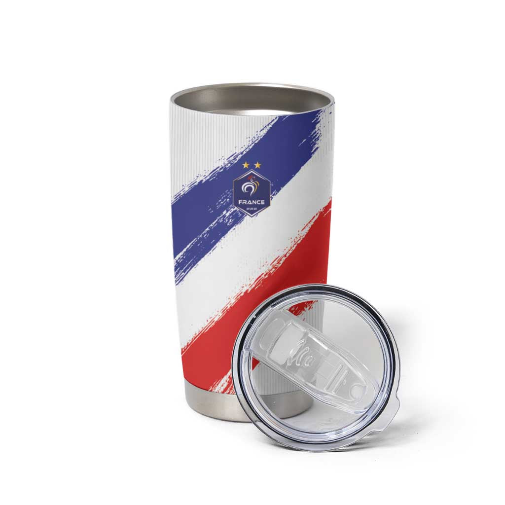 Custom France Foorball Tumbler Cup Les Bleus Tricolor Brush Style - Wonder Print Shop