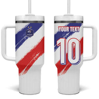 Custom France Foorball Tumbler With Handle Les Bleus Tricolor Brush Style - Wonder Print Shop