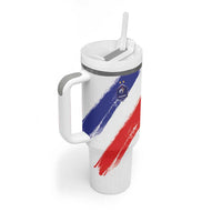 Custom France Foorball Tumbler With Handle Les Bleus Tricolor Brush Style - Wonder Print Shop