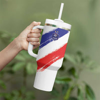 Custom France Foorball Tumbler With Handle Les Bleus Tricolor Brush Style - Wonder Print Shop
