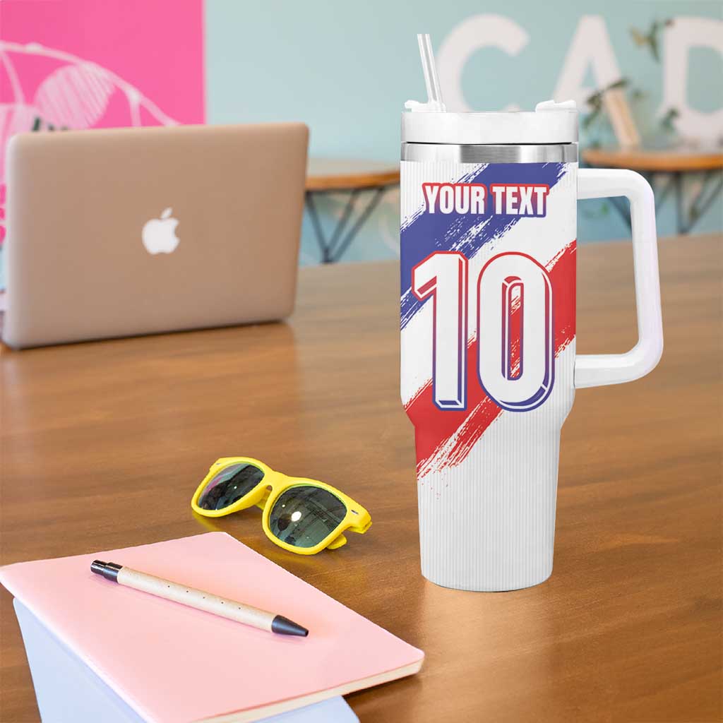 Custom France Foorball Tumbler With Handle Les Bleus Tricolor Brush Style - Wonder Print Shop