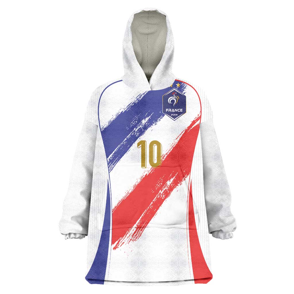 Custom France Foorball Wearable Blanket Hoodie Les Bleus Tricolor Brush Style - Wonder Print Shop