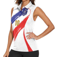 Custom France Foorball Women Sleeveless Polo Shirt Les Bleus Tricolor Brush Style - Wonder Print Shop