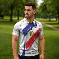 Custom France Foorball Zipper Polo Shirt Les Bleus Tricolor Brush Style - Wonder Print Shop