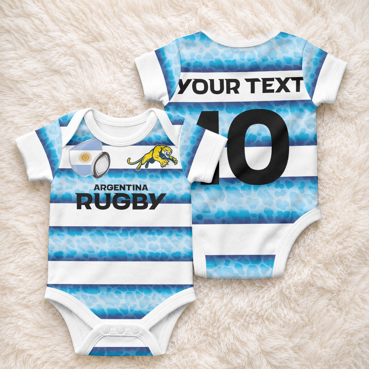Argentina Rugby Custom Baby Onesie Pumas Stripes Style