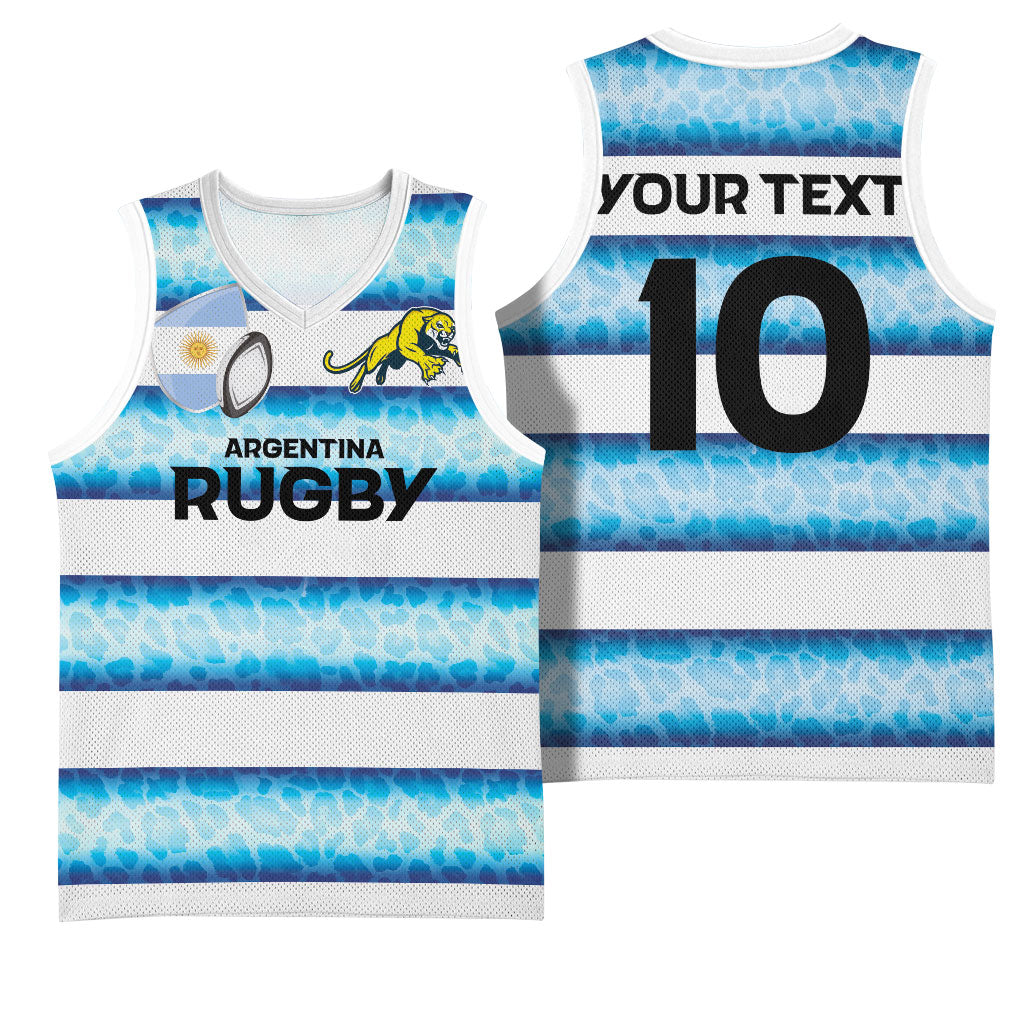 Argentina Rugby Custom Basketball Jersey Pumas Stripes Style