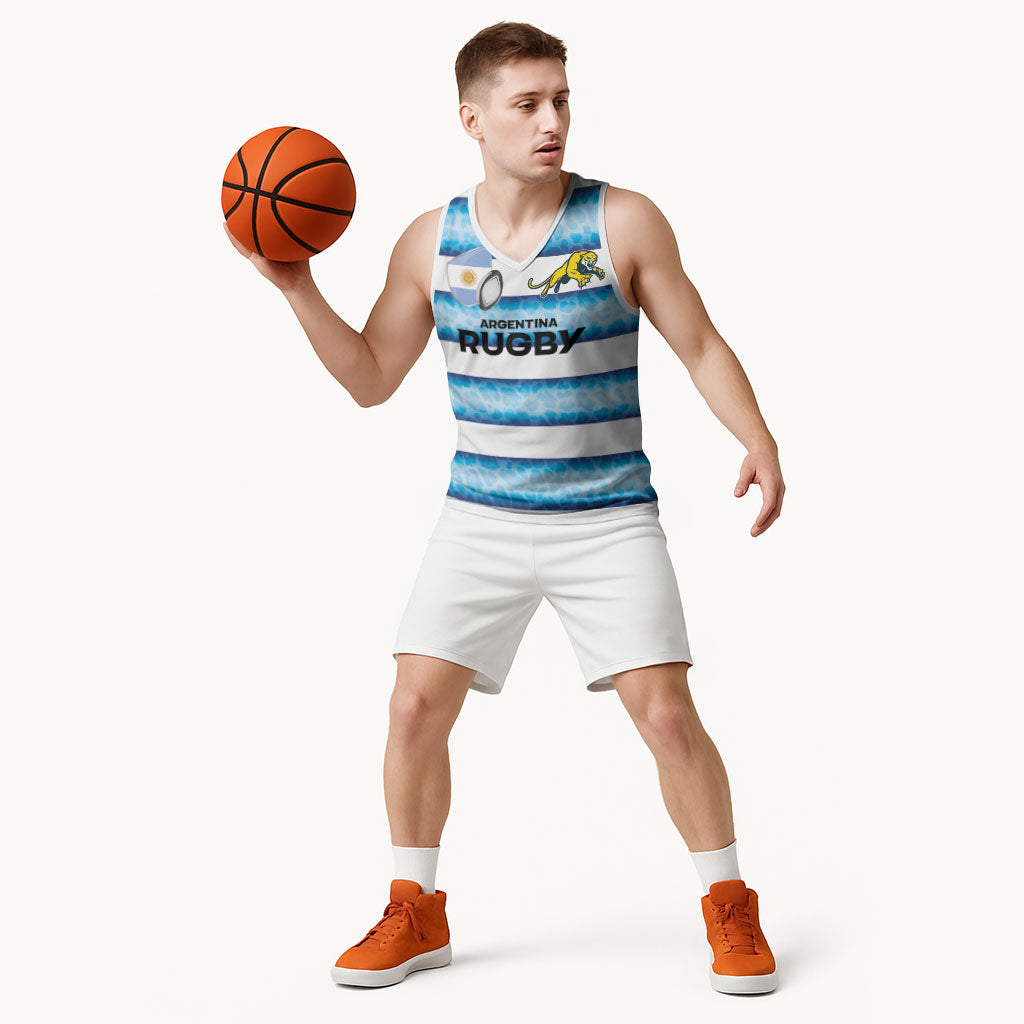 Argentina Rugby Custom Basketball Jersey Pumas Stripes Style