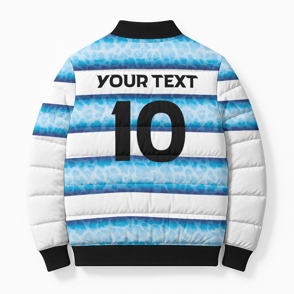 Argentina Rugby Custom Bomber Puffer Jacket Pumas Stripes Style