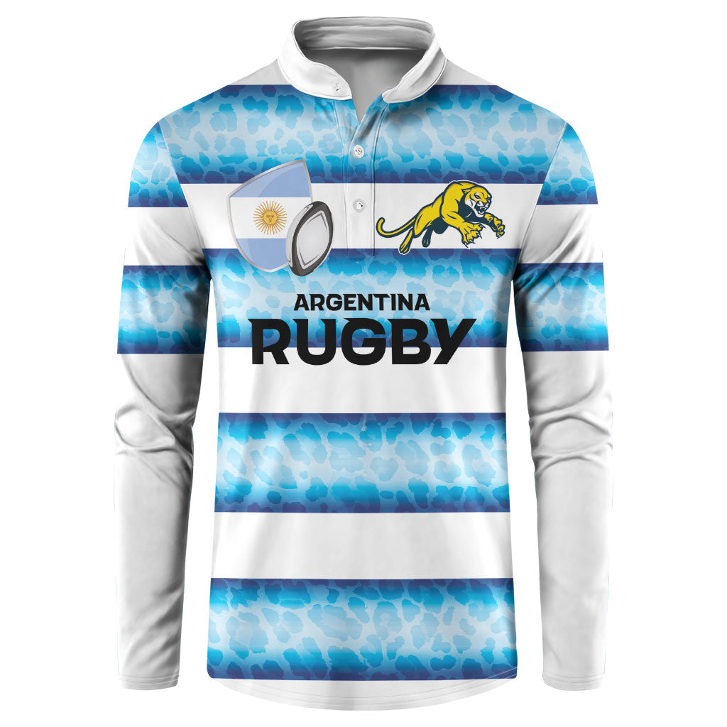 Argentina Rugby Custom Button Sweatshirt Pumas Stripes Style