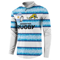 Argentina Rugby Custom Button Sweatshirt Pumas Stripes Style