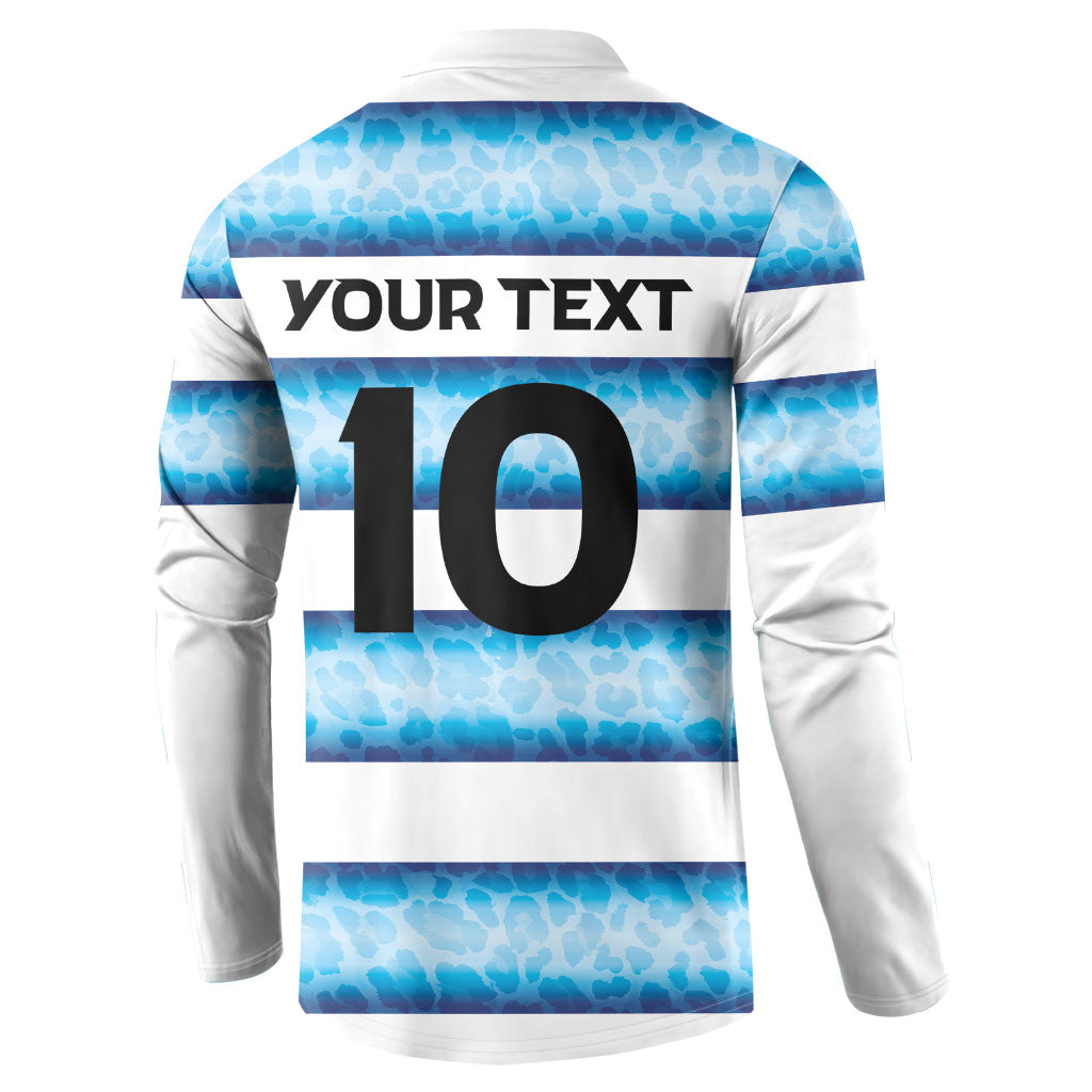 Argentina Rugby Custom Button Sweatshirt Pumas Stripes Style