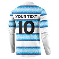 Argentina Rugby Custom Button Sweatshirt Pumas Stripes Style