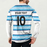 Argentina Rugby Custom Button Sweatshirt Pumas Stripes Style