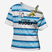 Argentina Rugby Custom Cross Shoulder Shirt Pumas Stripes Style