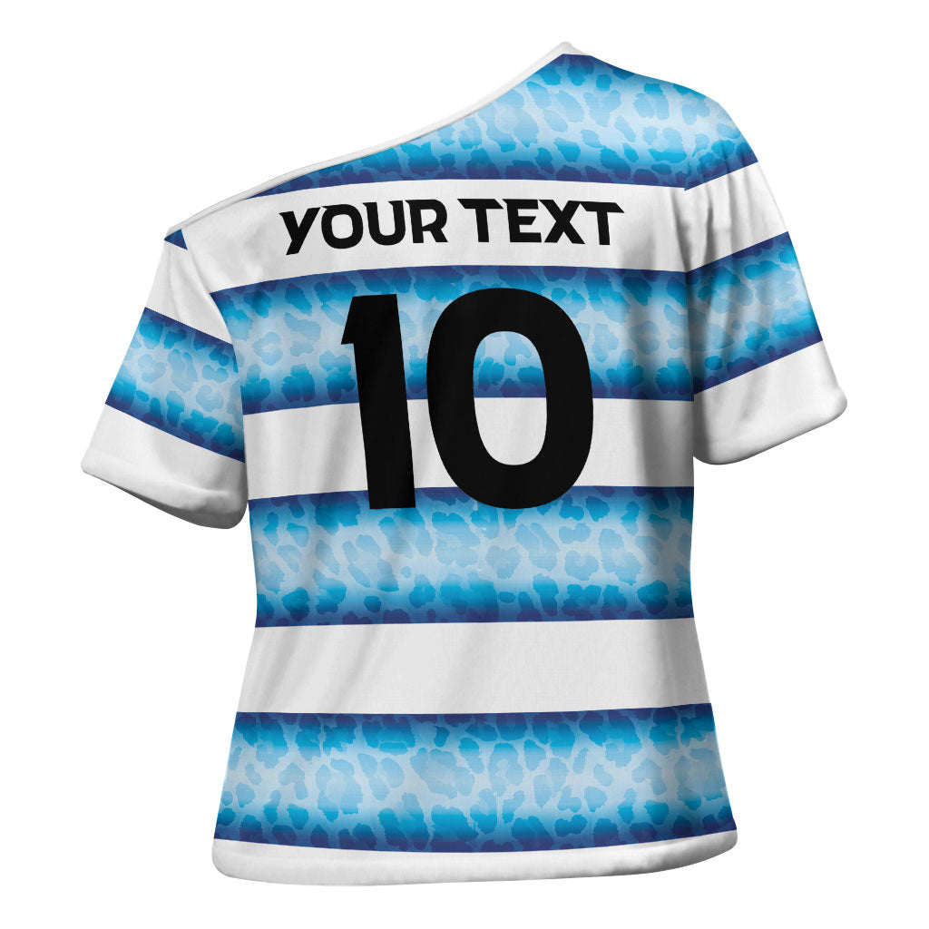 Argentina Rugby Custom Cross Shoulder Shirt Pumas Stripes Style