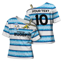 Argentina Rugby Custom Cross Shoulder Shirt Pumas Stripes Style