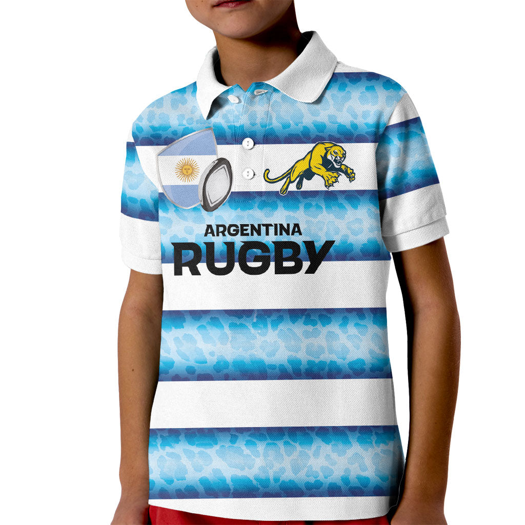 Argentina Rugby Custom Kid Polo Shirt Pumas Stripes Style