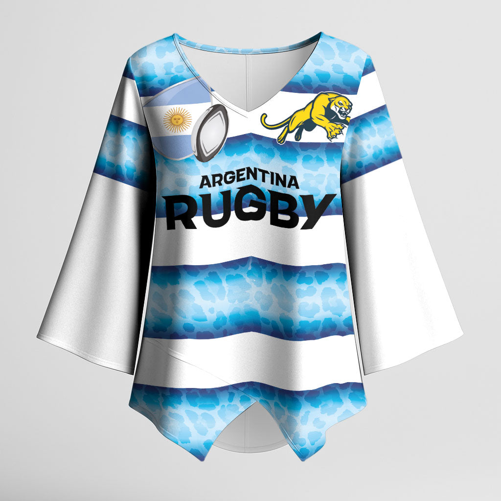 Argentina Rugby Custom Kimono Sleeve Blouse Pumas Stripes Style