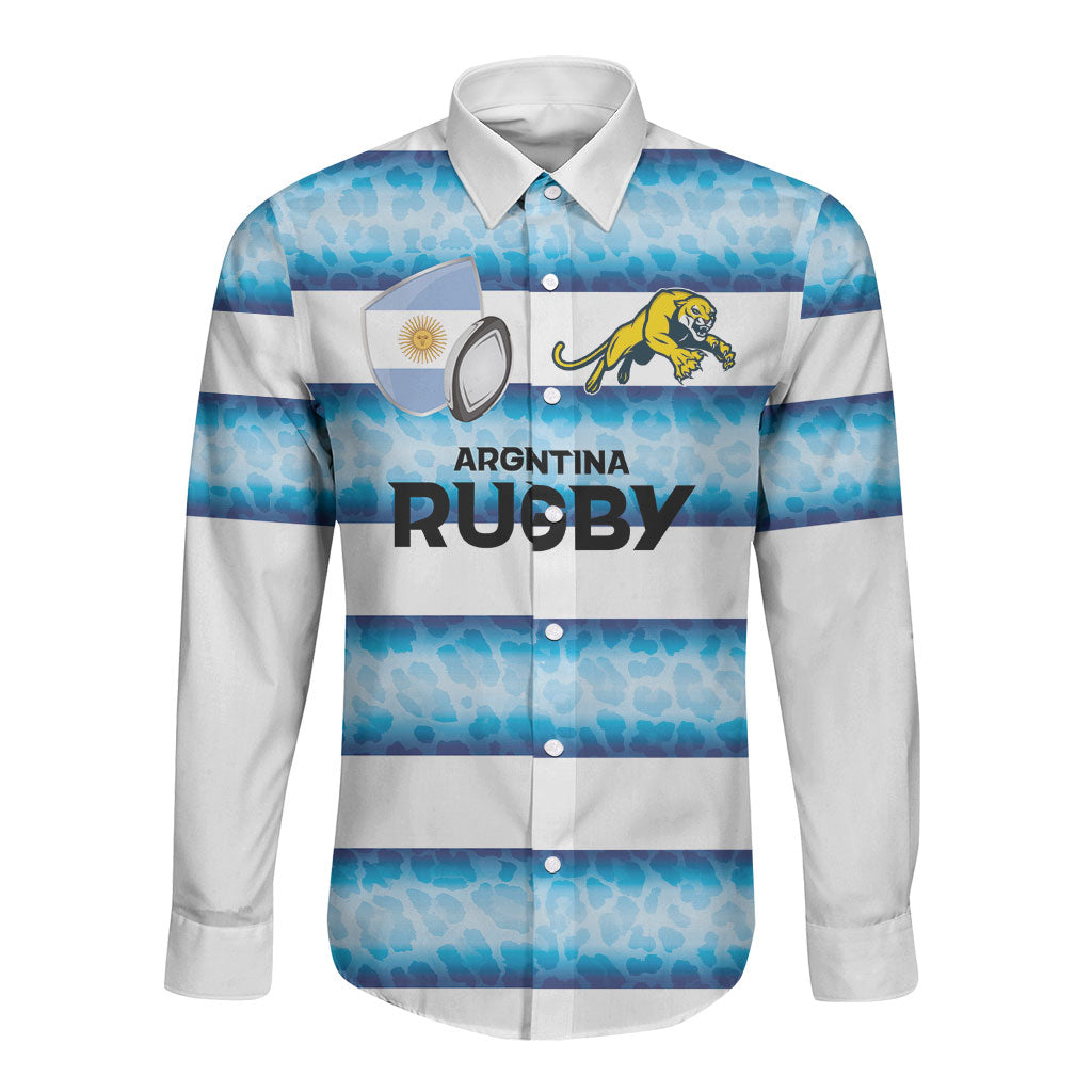 Argentina Rugby Custom Long Sleeve Button Shirt Pumas Stripes Style