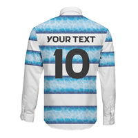 Argentina Rugby Custom Long Sleeve Button Shirt Pumas Stripes Style