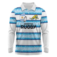 Argentina Rugby Custom Long Sleeve Polo Shirt Pumas Stripes Style
