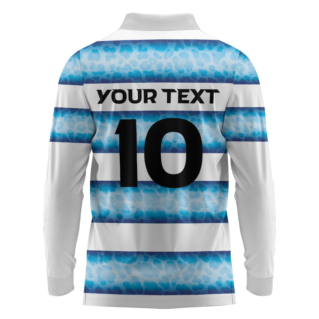 Argentina Rugby Custom Long Sleeve Polo Shirt Pumas Stripes Style
