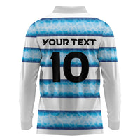 Argentina Rugby Custom Long Sleeve Polo Shirt Pumas Stripes Style