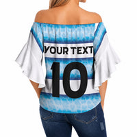 Argentina Rugby Custom Off Shoulder Wrap Waist Top Pumas Stripes Style