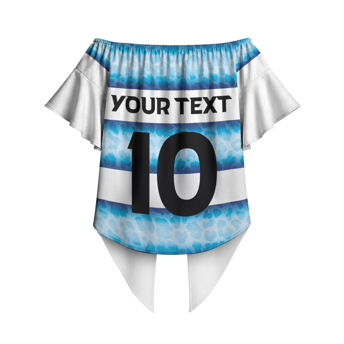 Argentina Rugby Custom Off Shoulder Wrap Waist Top Pumas Stripes Style